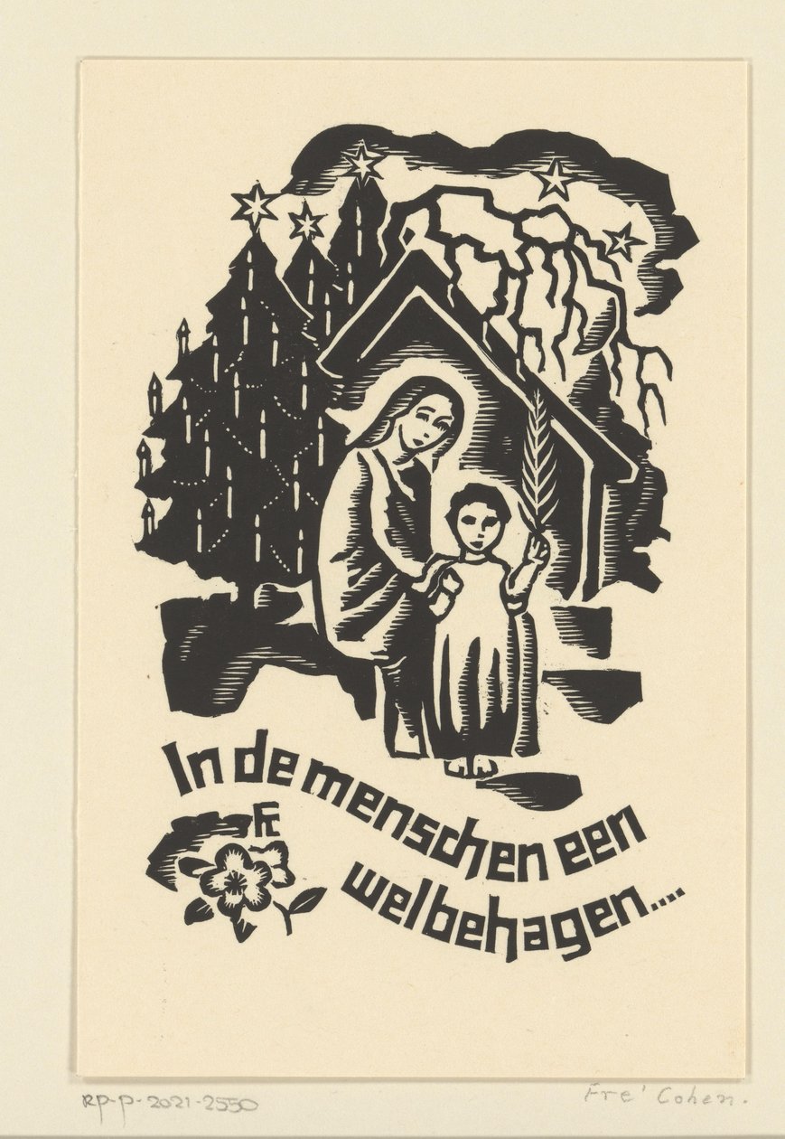 Weihnachtskarte für 1933 von Bernard W.M. Ottevanger von Fré Cohen