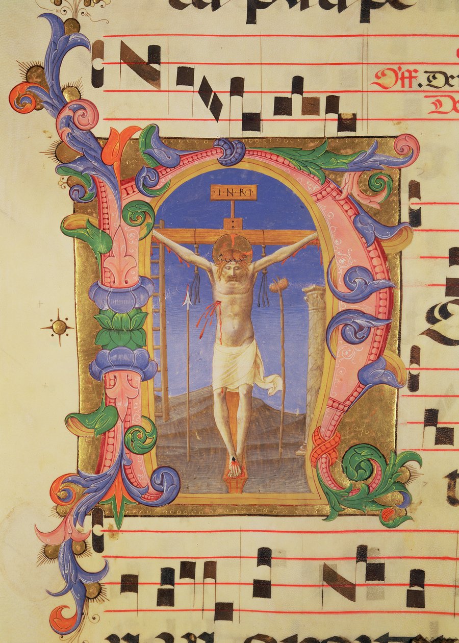 Die Kreuzigung in einem historisierten Initial 