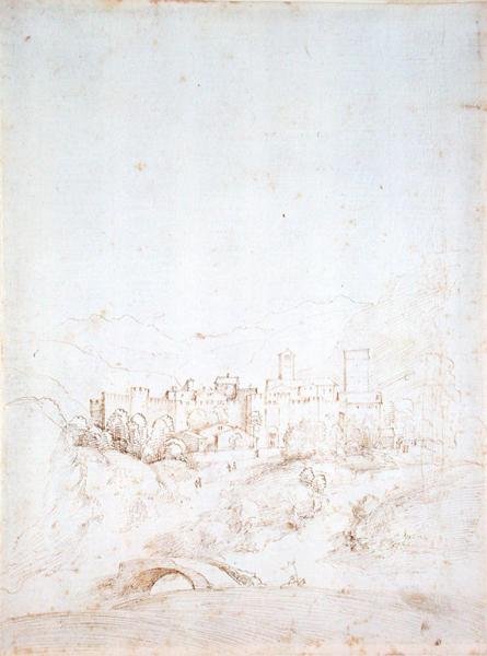 Eine italienische Hügelstadt (recto) von Fra Bartolomeo