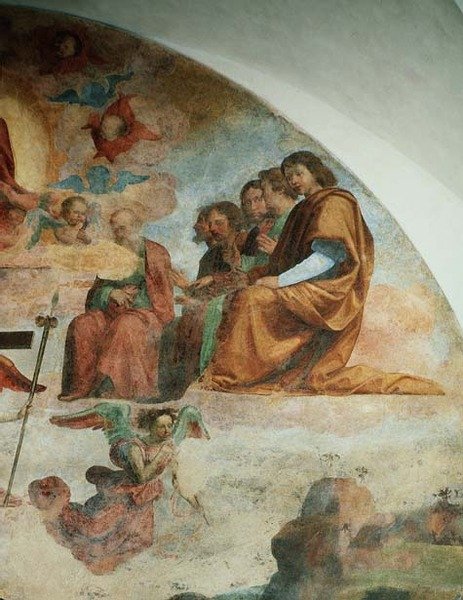 Das Jüngste Gericht (Detail der Apostel links von Christus) von Fra Bartolomeo