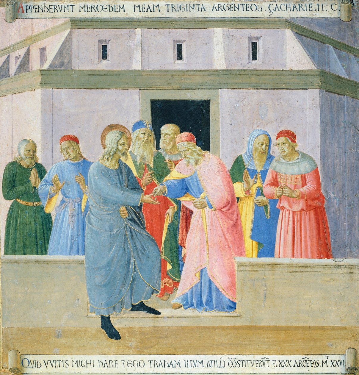 Ausschnitt, der Judas zeigt, wie er die Belohnung erhält, Tafel aus dem Armadio degli Argenti (Silbertruhe) mit dem Leben Jesu von Fra (c.1387 1455) Angelico
