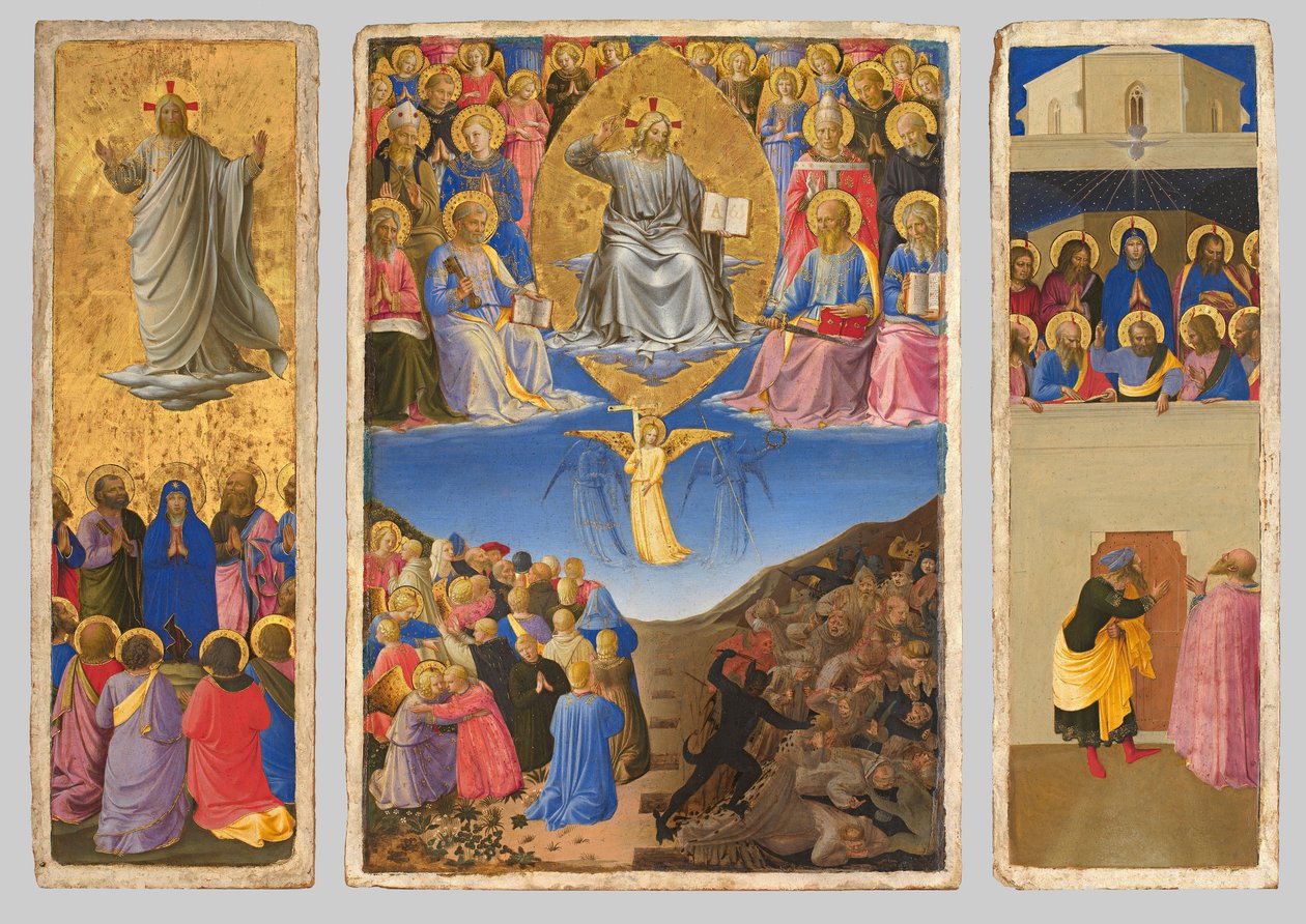 Triptychon des Jüngsten Gerichts, der Himmelfahrt und Pfingsten von Fra Angelico