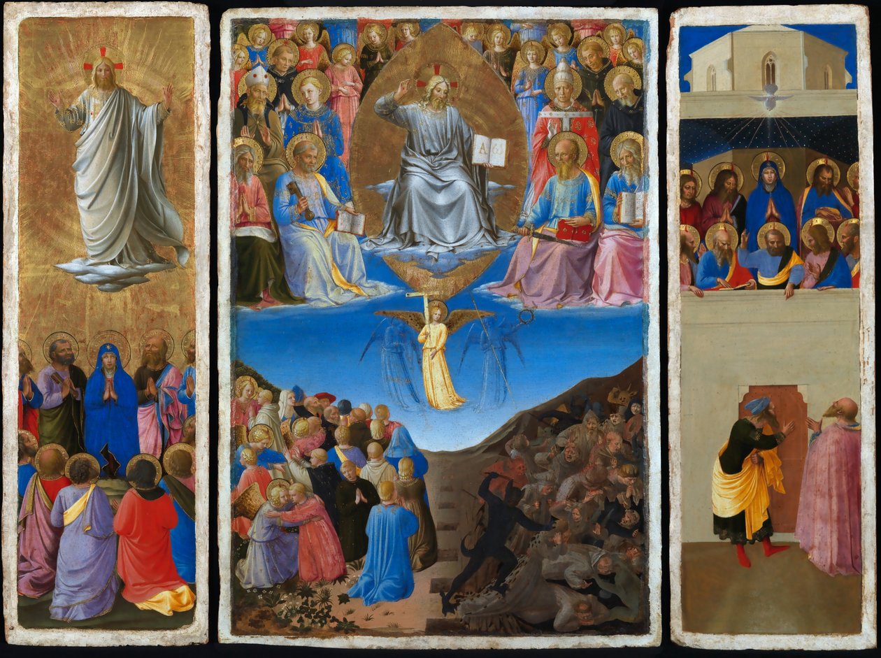 Triptychon des Jüngsten Gerichts, der Himmelfahrt und Pfingsten von Fra Angelico