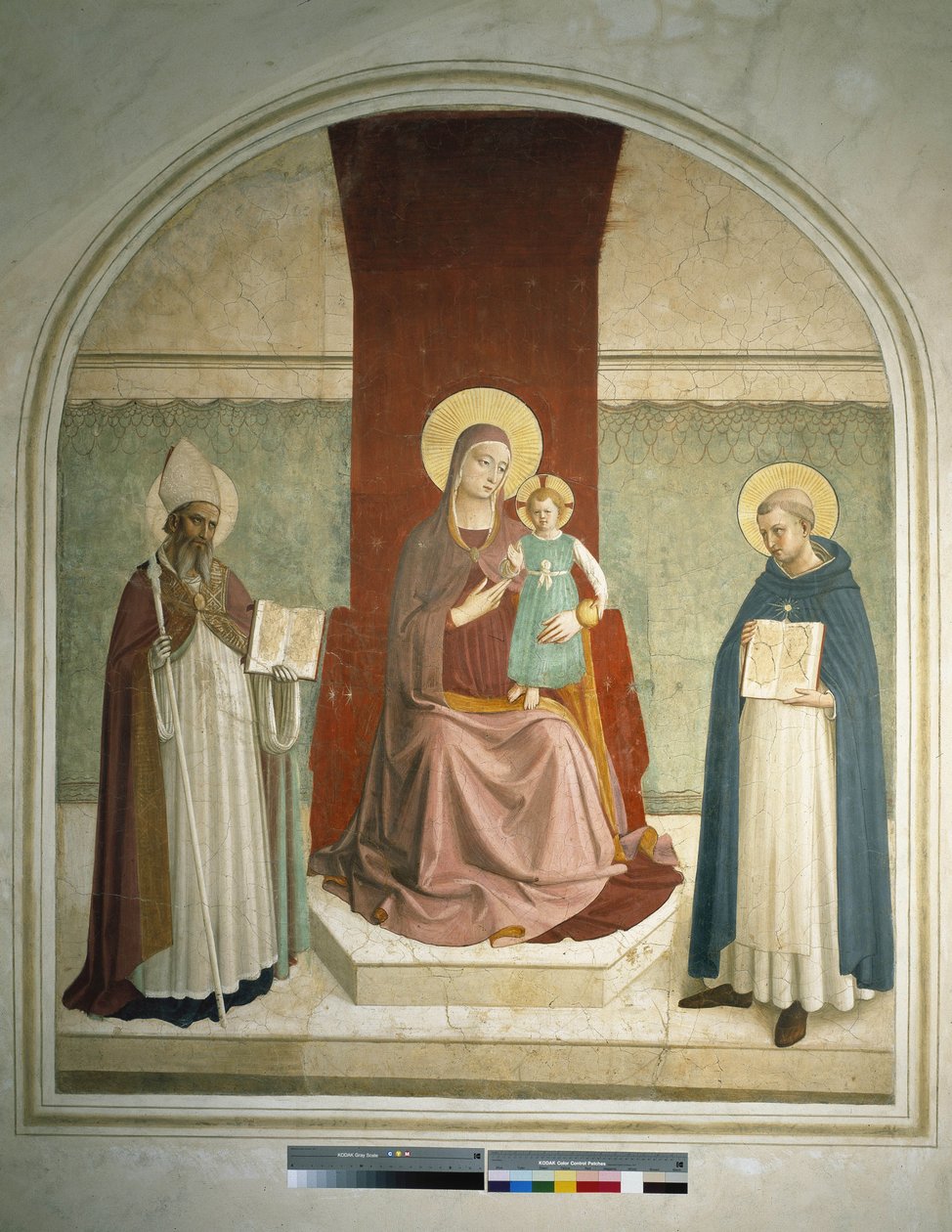 Madonna mit Kind und den Heiligen Franziskus und Zenobius. Fresko von Guido di Pietro von Fra Angelico