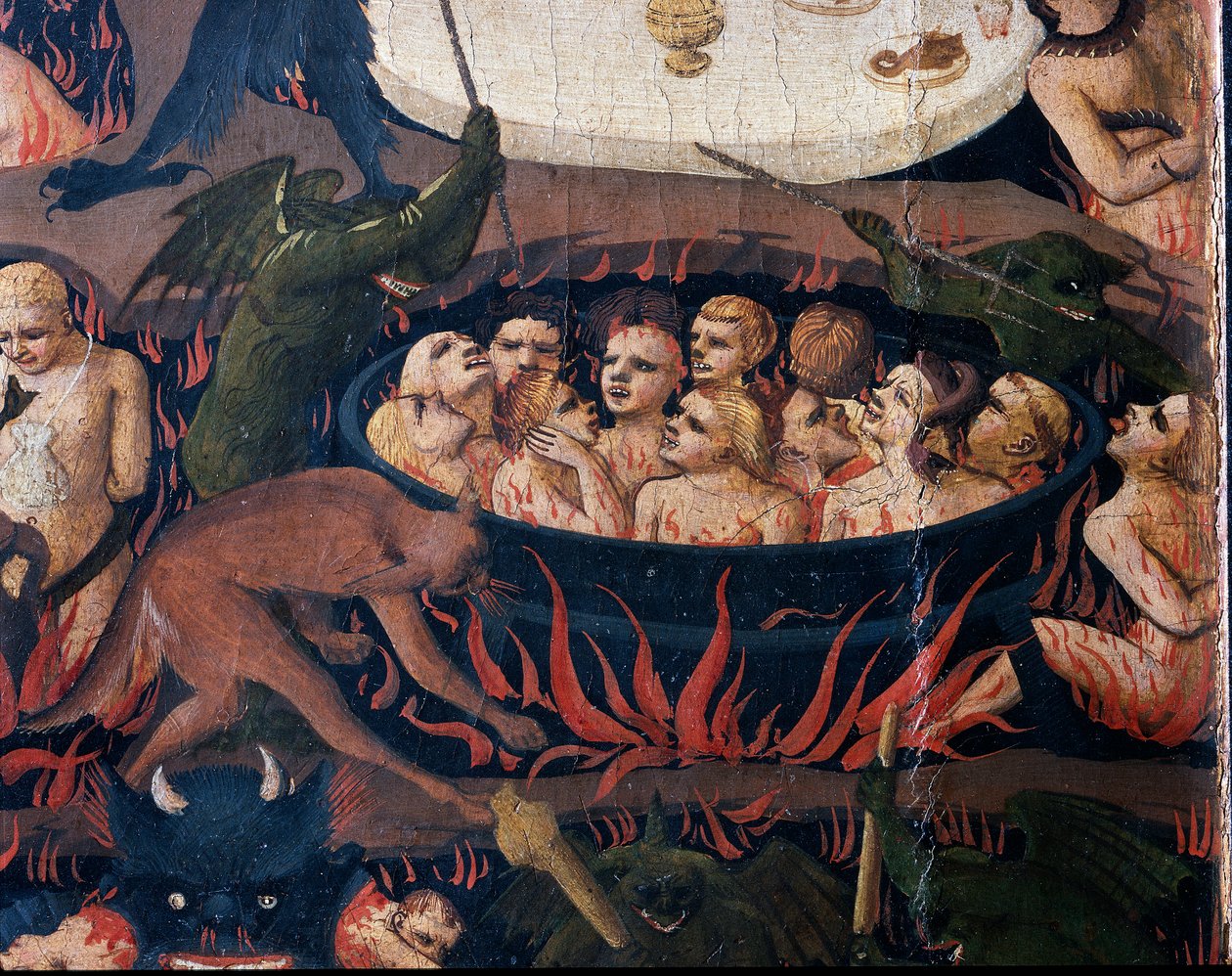 Das Jüngste Gericht: Hölle - Die Seelen der Verdammten, die in den Kreisen der Hölle gefoltert werden, 1432-1435 von Fra Angelico