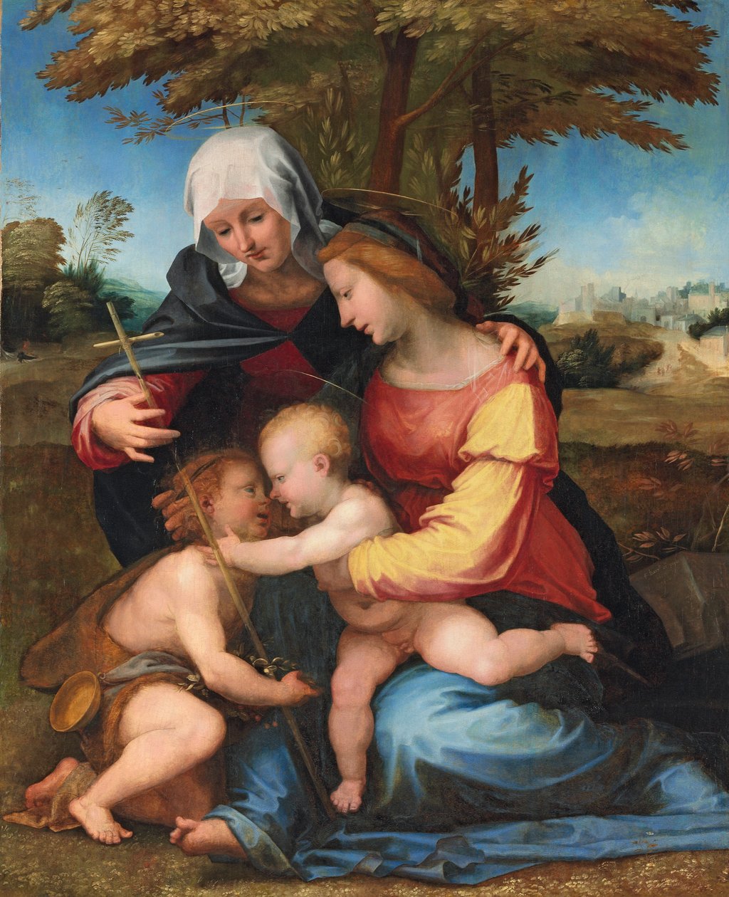 Die Madonna und das Kind in einer Landschaft mit der heiligen Elisabeth und dem kleinen Johannes dem Täufer, 1516 von Fra Bartolomeo