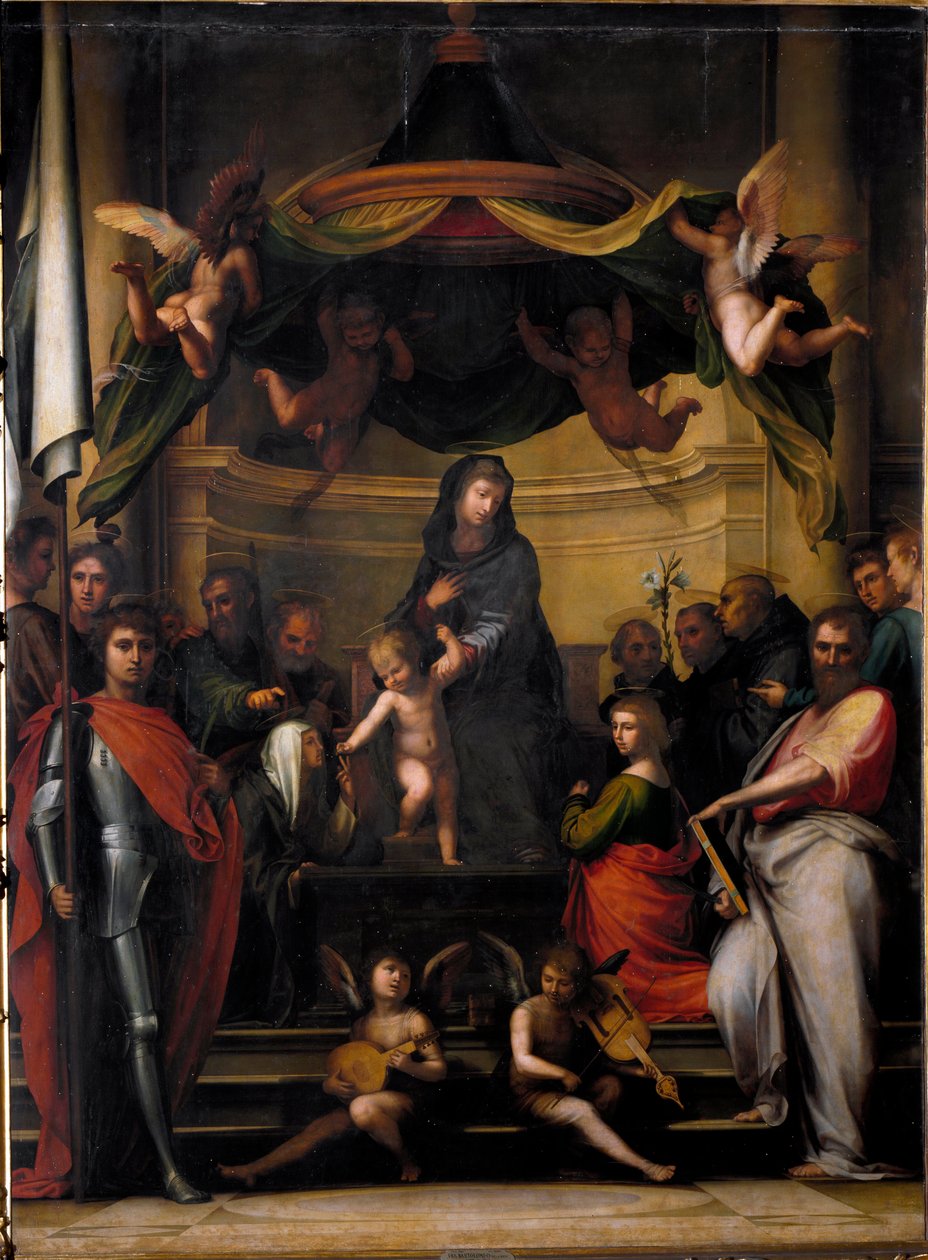 Die Jungfrau auf dem Thron oder die Mystische Hochzeit der Heiligen Katharina - Gemälde von Fra Bartolomeo von Fra Bartolomeo