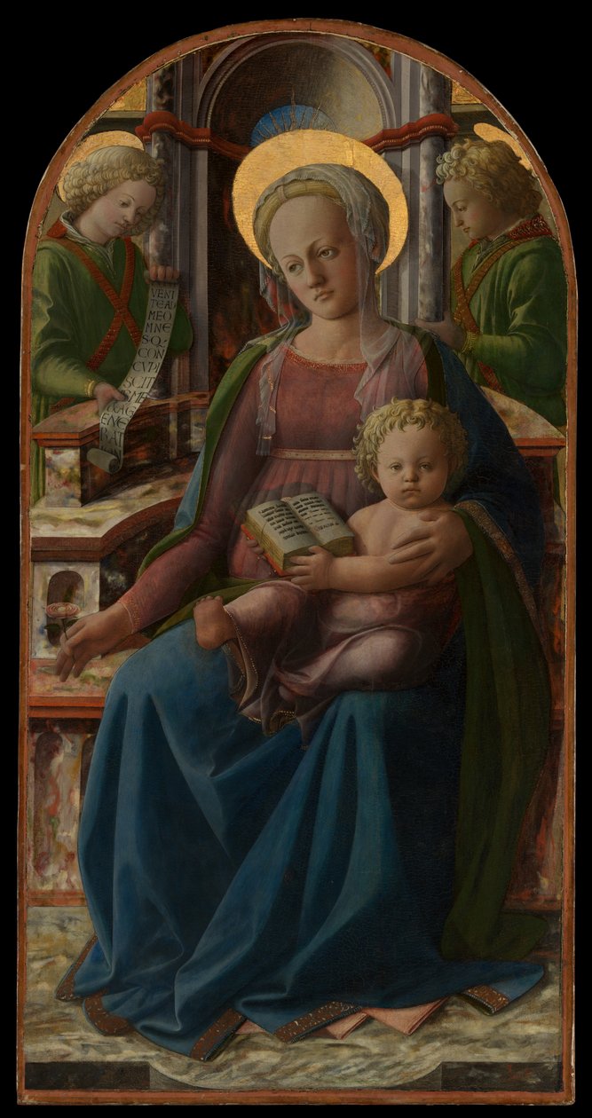 Madonna und Kind auf dem Thron mit zwei Engeln von Fra Filippo Lippi