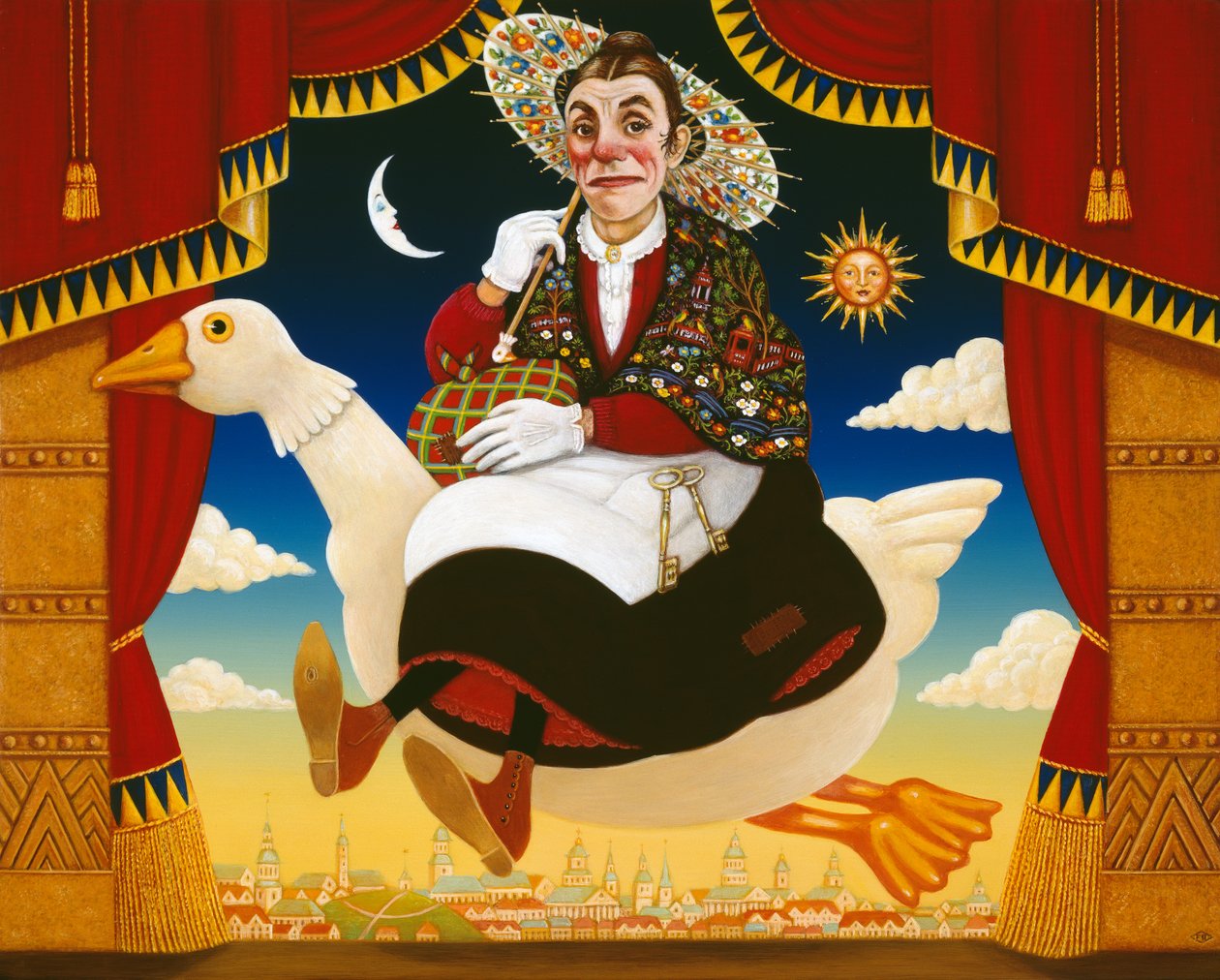 Dan Leno (1860-1904) als Mutter Gans, 1996 von Frances Broomfield