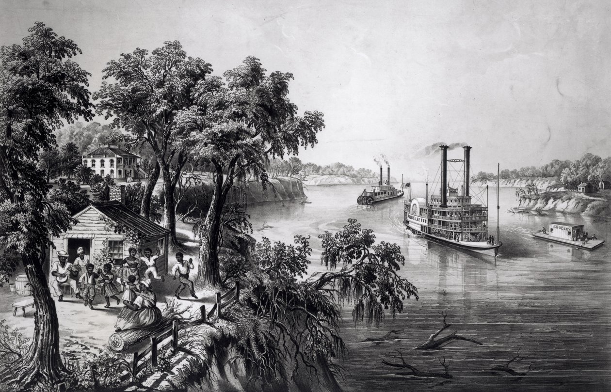 Niedrigwasser im Mississippi, veröffentlicht von Currier und Ives, 1867 von Frances Flora Bond Palmer