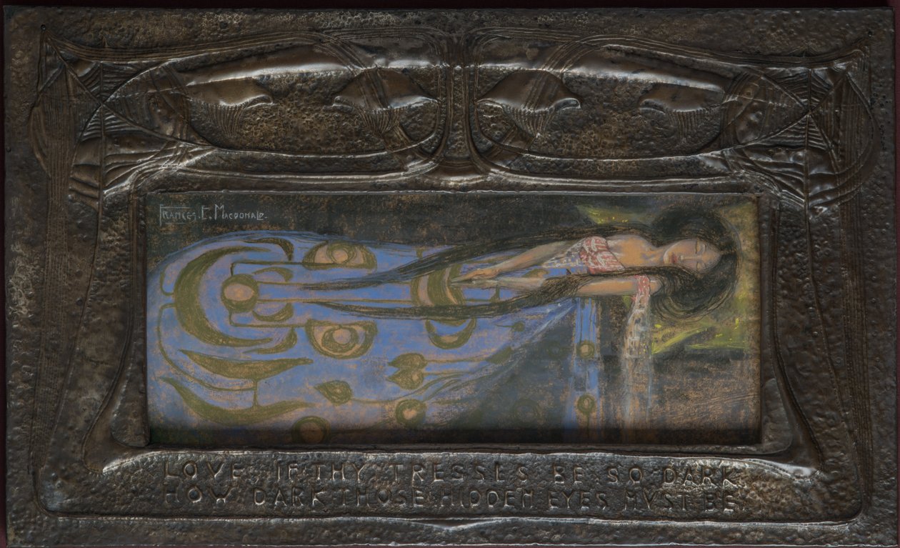 Liebe, wenn dein Haar so dunkel ist, wie dunkel müssen dann diese verborgenen Augen sein, um 1896 von Frances Macdonald