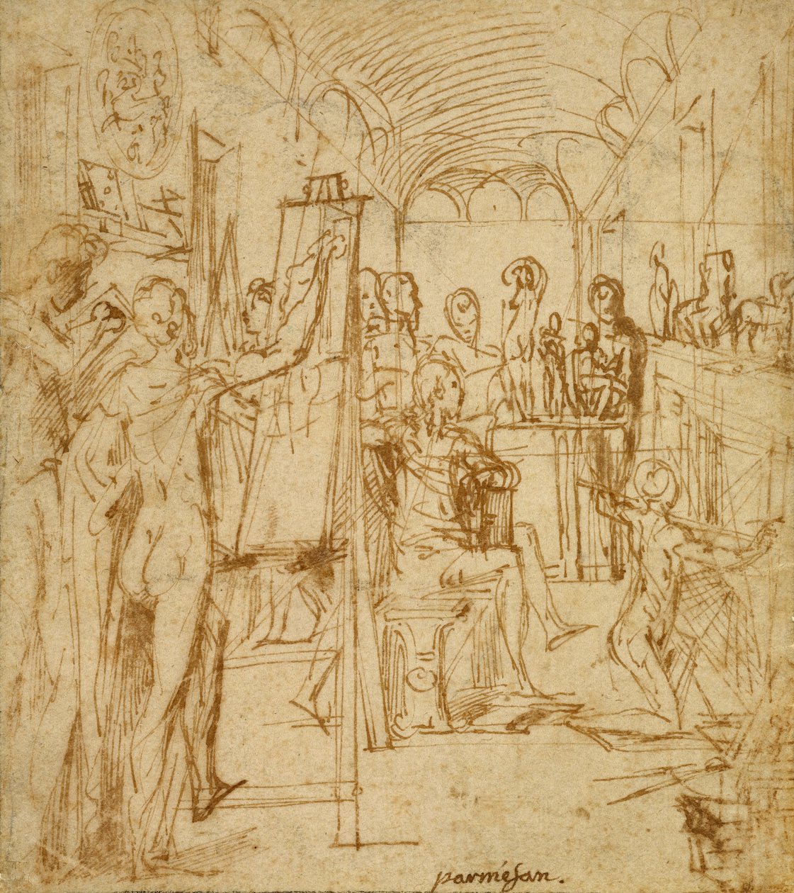 Innenraum eines Malerateliers von Parmigianino