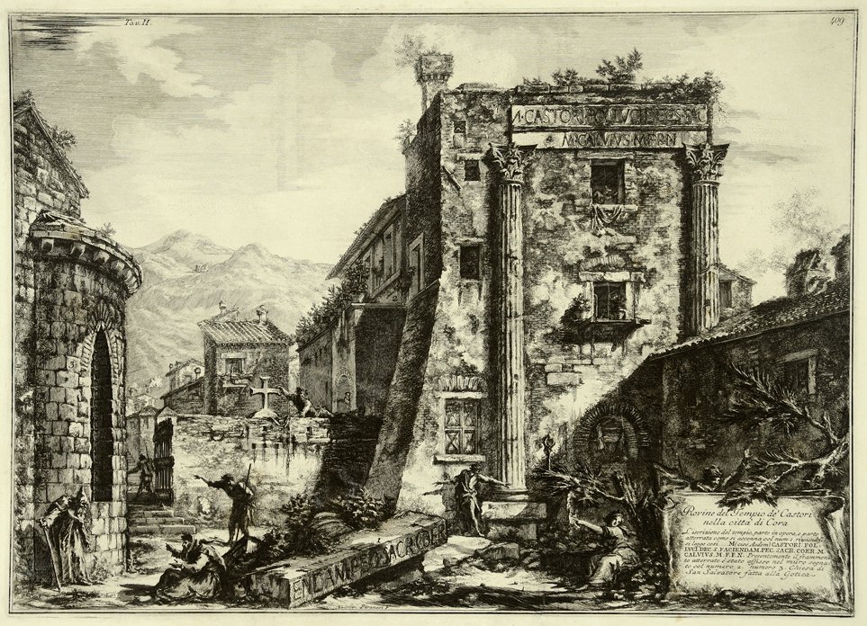 Ruinen des Tempels von Castor, aus dem Album Antiquities of Cora von Francesco Piranesi