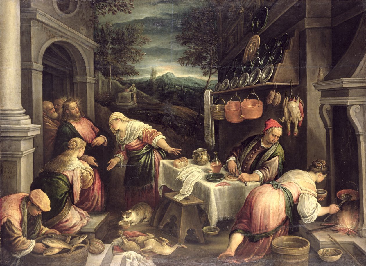 Jesus mit Maria und Martha von Francesco Bassano