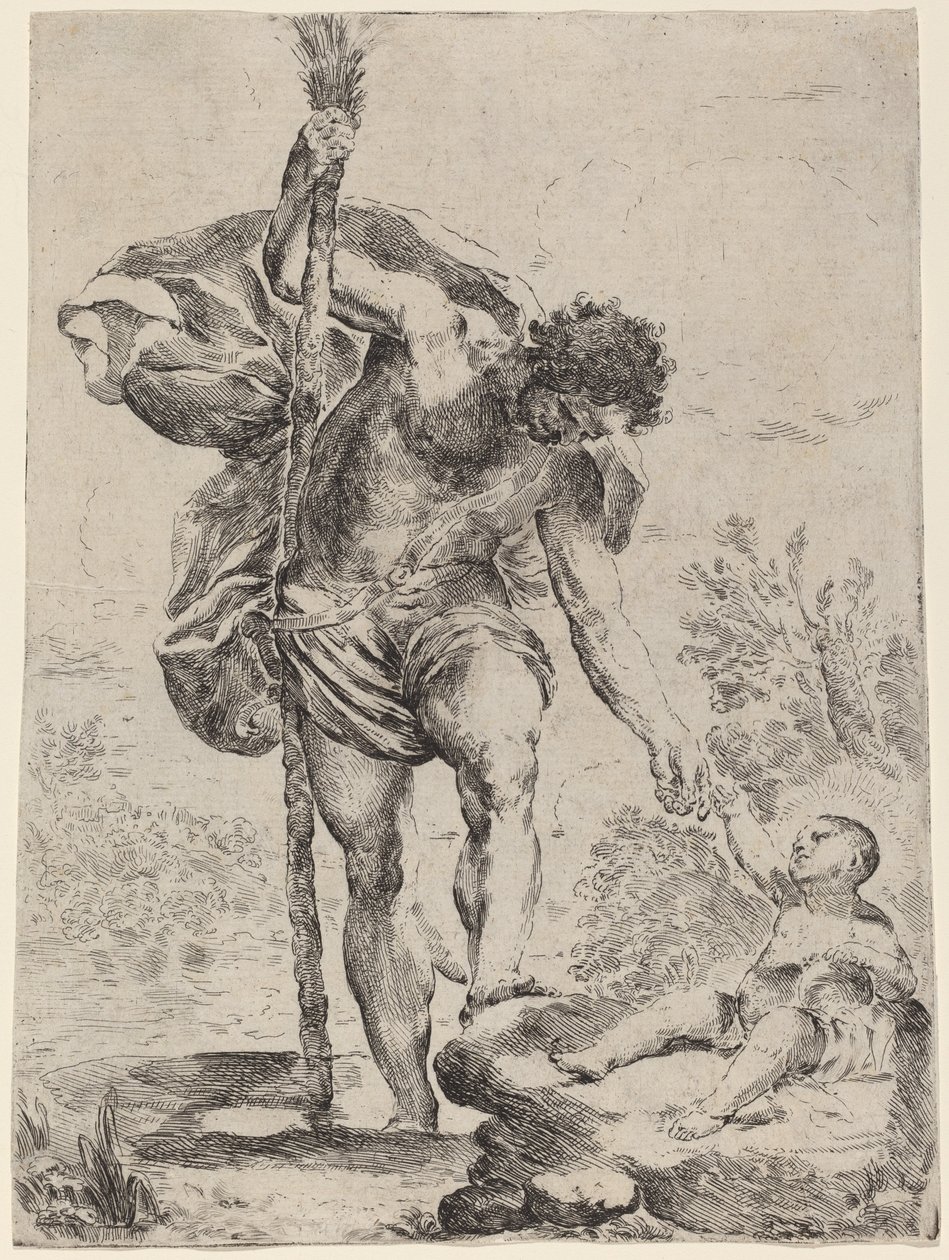 Der Heilige Christophorus reicht dem Jesuskind die Hand, 1650er von Francesco Amato