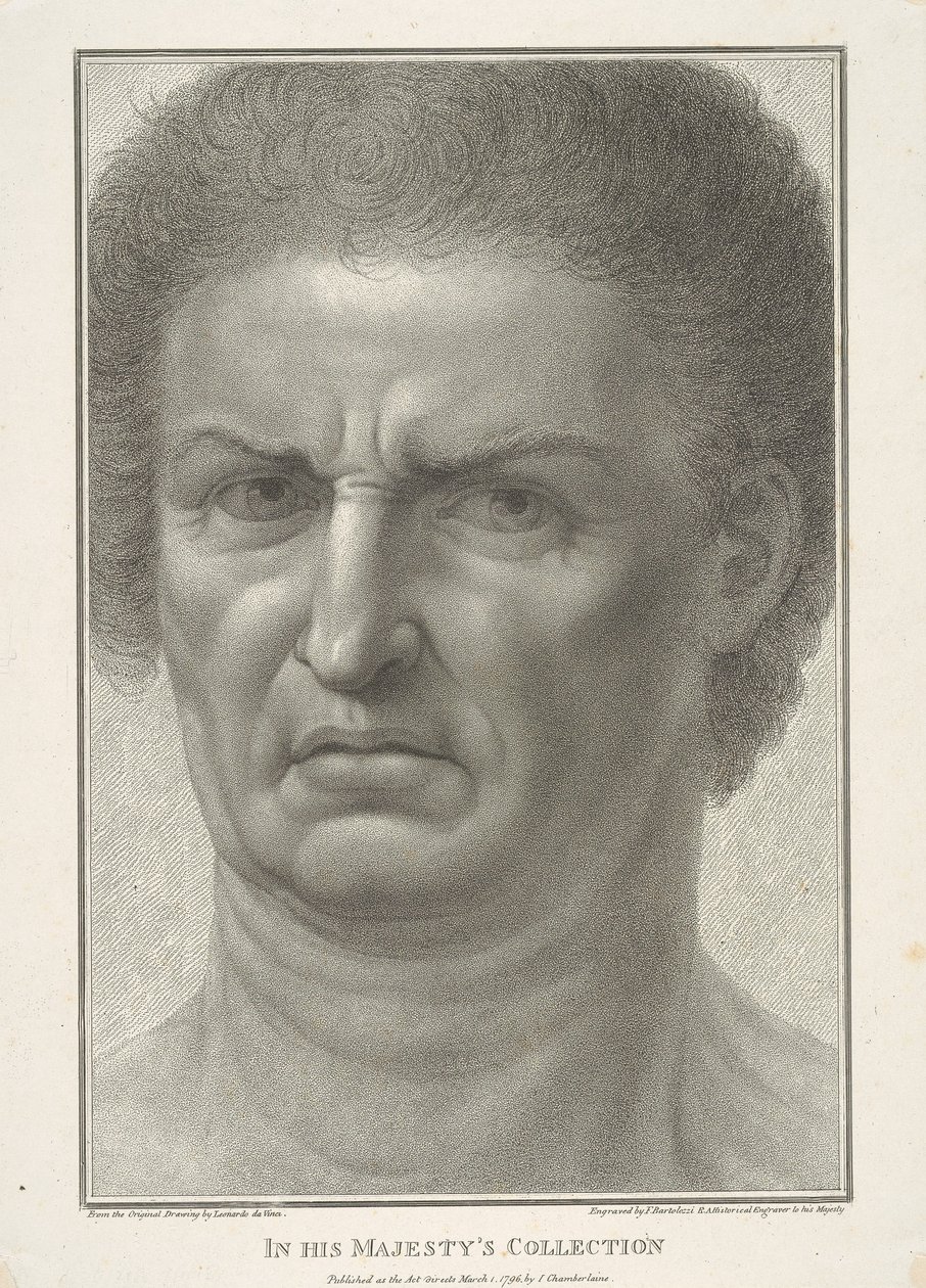 Gesicht eines Mannes, Vorderansicht von Francesco Bartolozzi