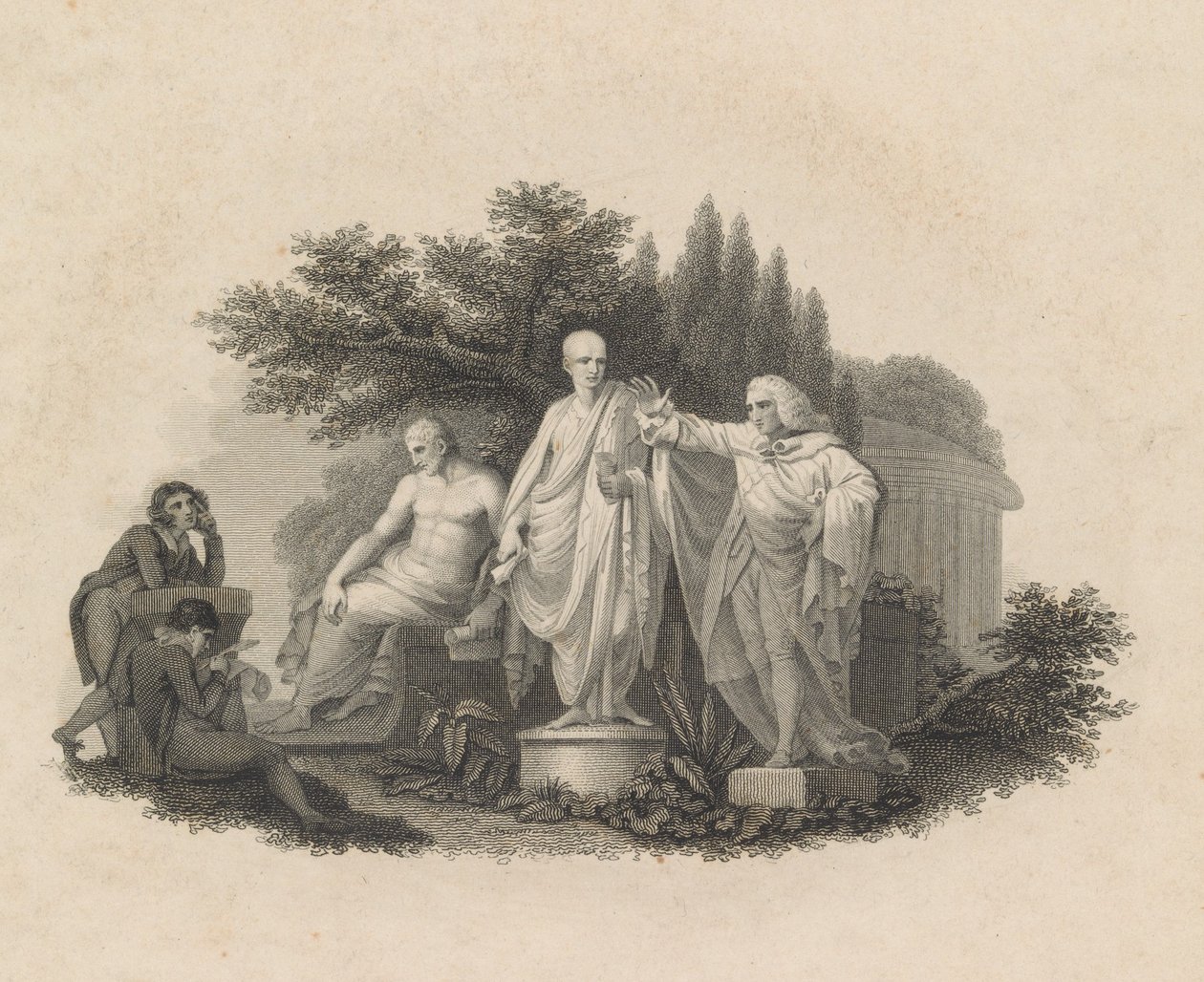 Demosthenes, Cicero und William Pitt, Earl of Chatham, 1750-1815 von Francesco Bartolozzi