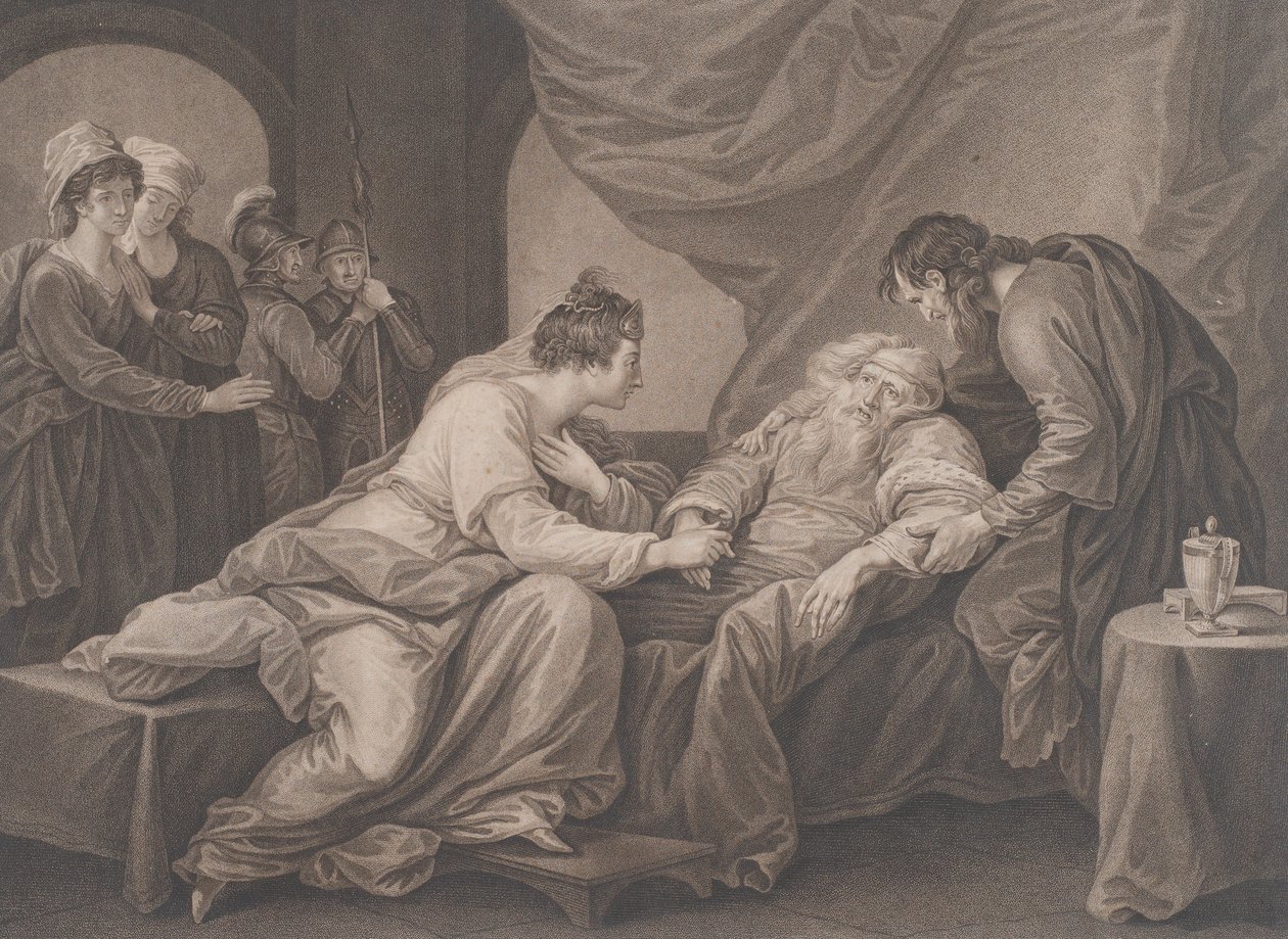 König Lear und Cordelia, Shakespeare, König Lear, Akt 4, Szene 7 von Francesco Bartolozzi