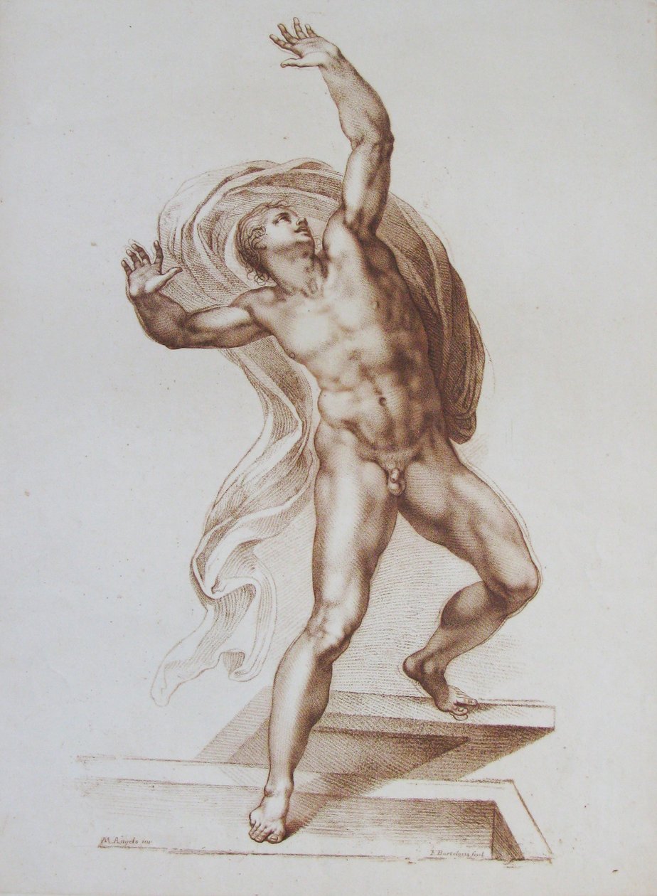 Männliche Figur kopiert von Michelangelos 