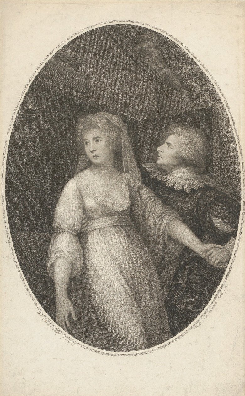 Mr. Dimond und Miss Wallis in den Rollen von Romeo und Julia, 1. Mai 1796 von Francesco Bartolozzi