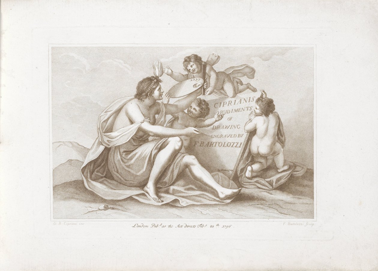 Titelblatt mit Personifikation der Malerei von Francesco Bartolozzi