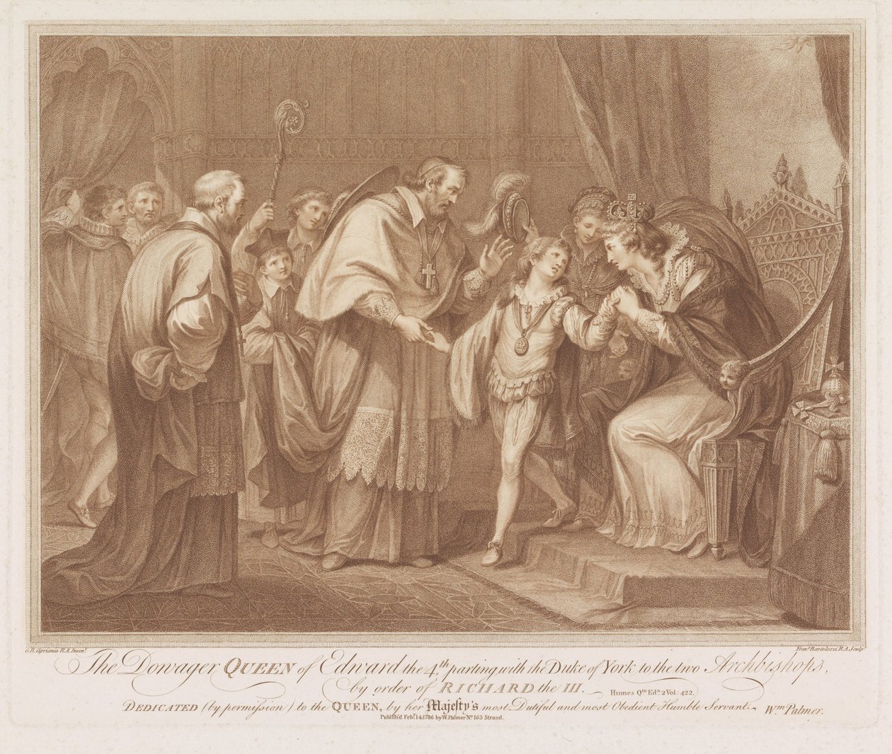 Witwe von Edward IV übergibt ihren Sohn an zwei Erzbischöfe von Francesco Bartolozzi