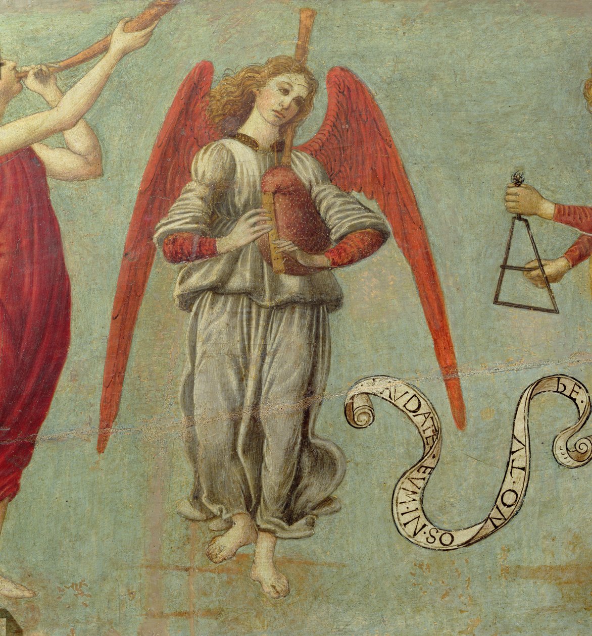 Engel, der Dudelsack spielt, ca. 1475-97 Tempera auf Holz (Detail) von Francesco Botticini