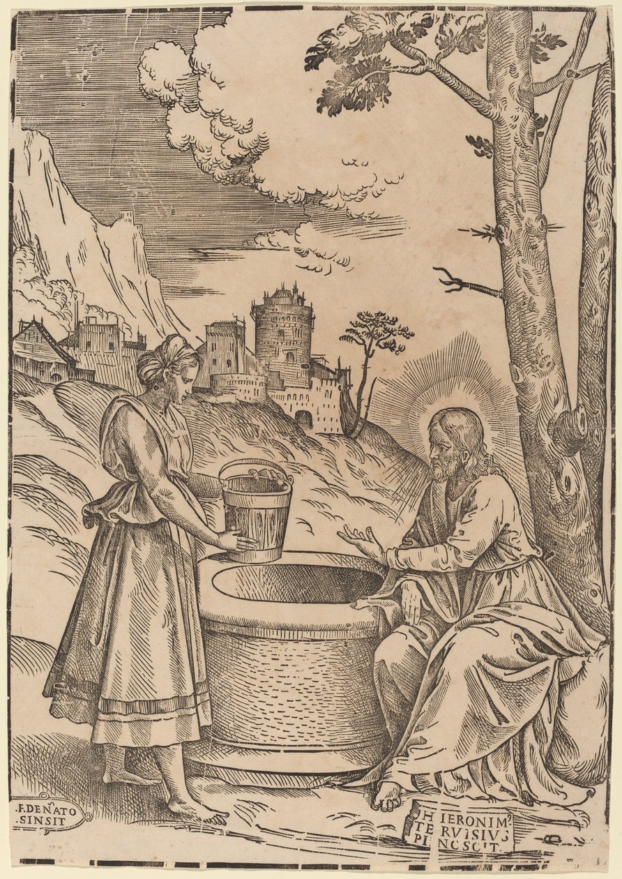 Christus und die Frau von Samaria von Francesco Denanto after Girolamo Pennacchi