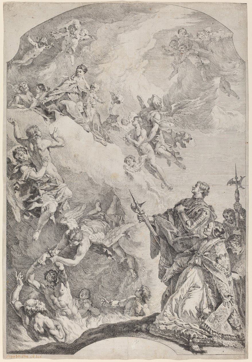 Heiliger Gregor I. befreit Seelen aus dem Fegefeuer von Francesco Fontebasso after Sebastiano Ricci