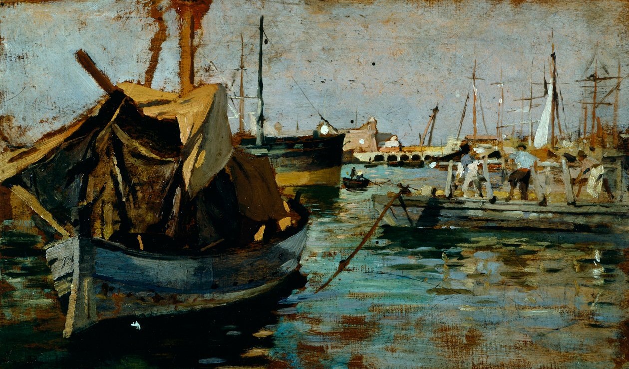 Bei der Arbeit im Hafen von Livorno von Francesco Gioli