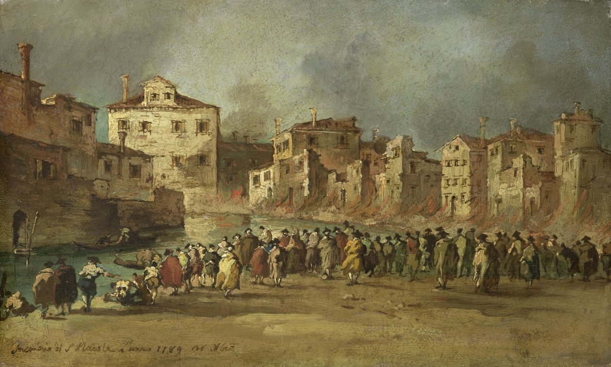 Das Feuer im San Marcuola Viertel von Venedig, 28. November 1789 von Francesco Guardi (copy after)