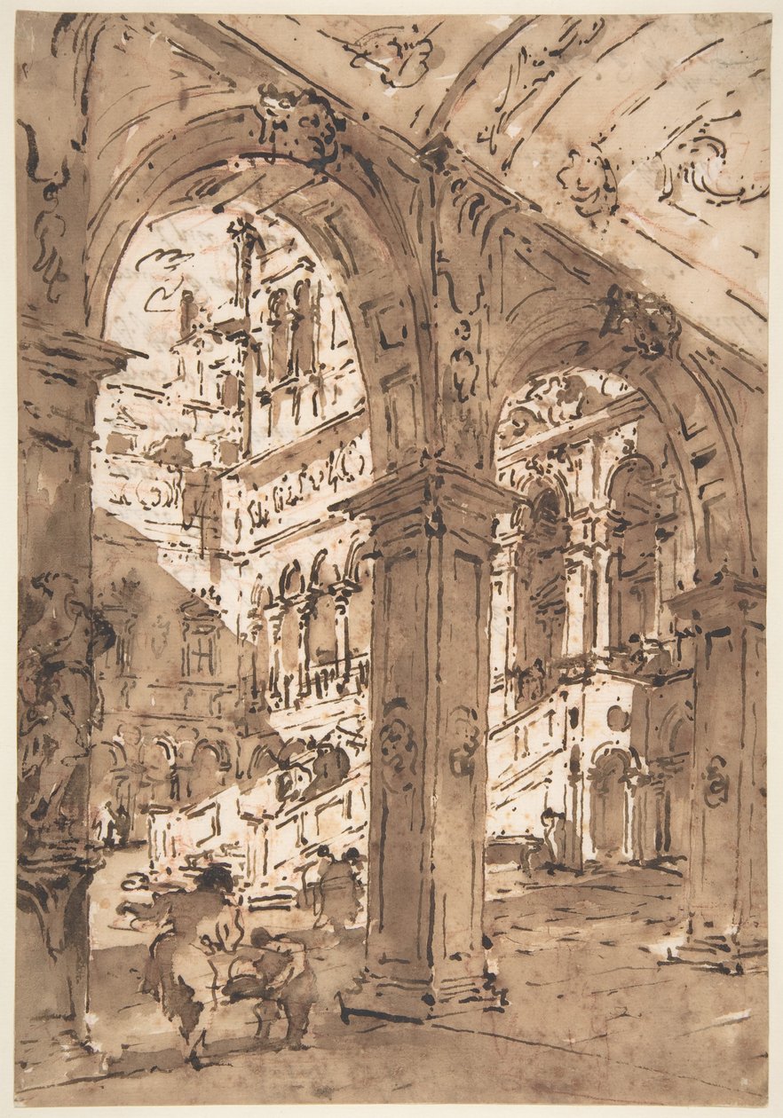 Architektonische Capriccio: Hof eines Palastes von Francesco Guardi