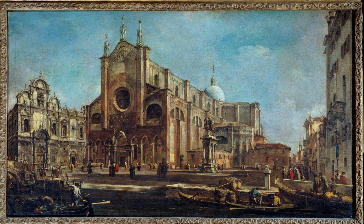 Campo der Kirche Giovanni und Paolo mit der Scuola di San Marco in Venedig um 1766-1770. Gemälde von Francesco Guardi von Francesco Guardi