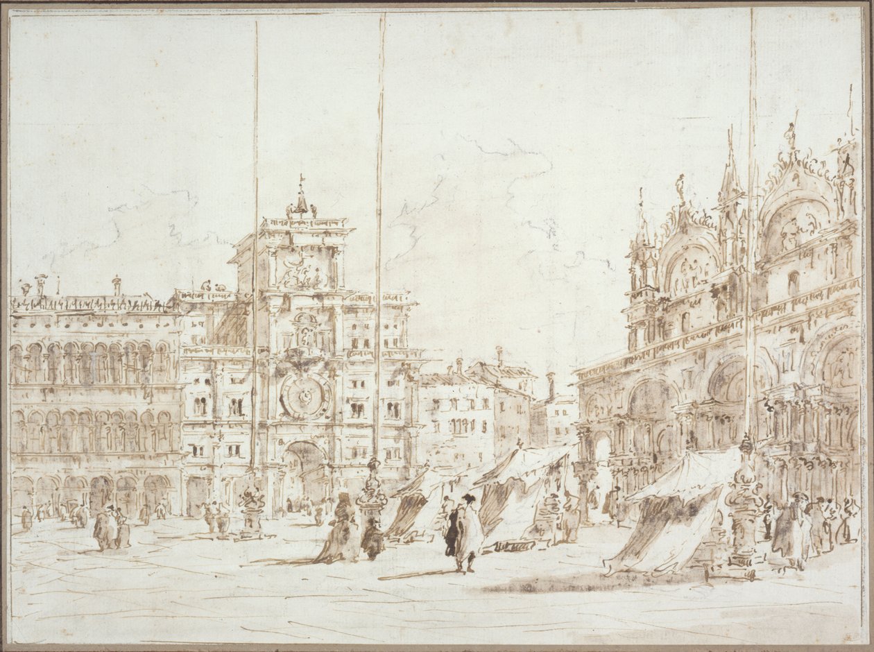 Blick auf Venedig: der [Uhrturm] am Markusplatz von Francesco Guardi