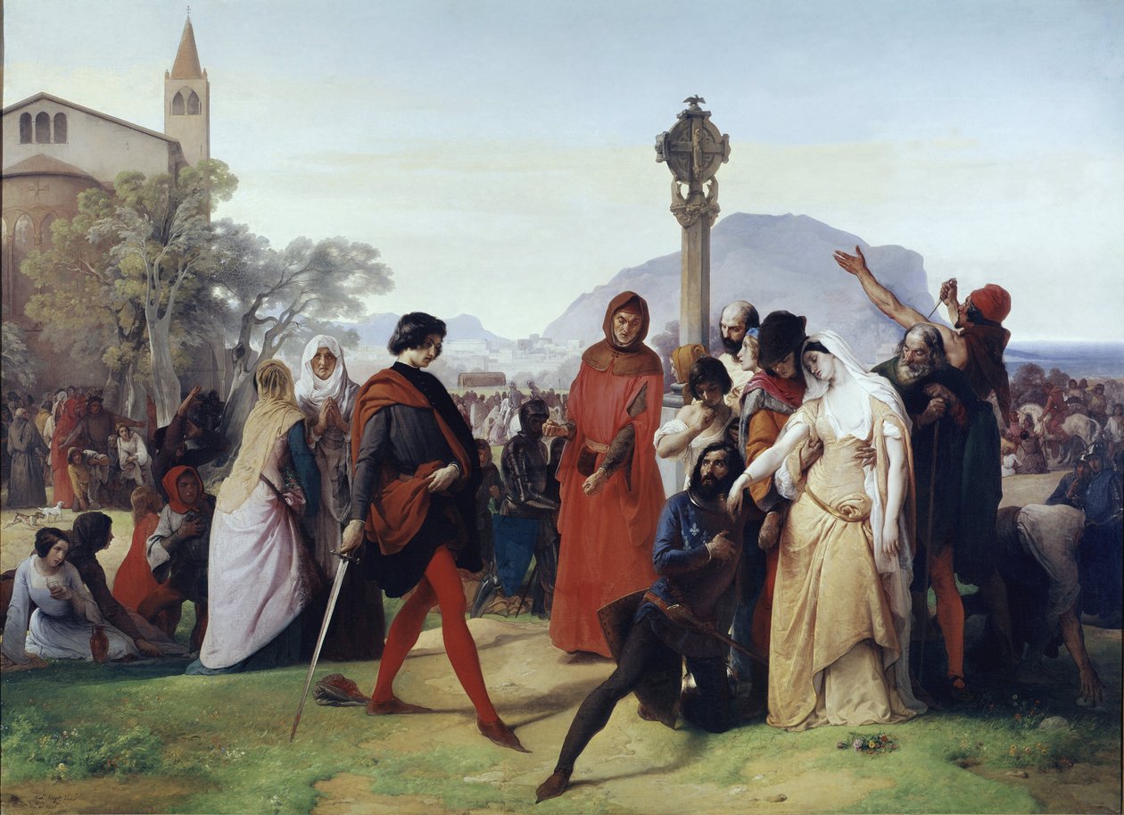 Sizilianische Vesper: Ostermontag - Das Massaker an den Franzosen durch die Sizilianer, 31. März von Francesco Hayez