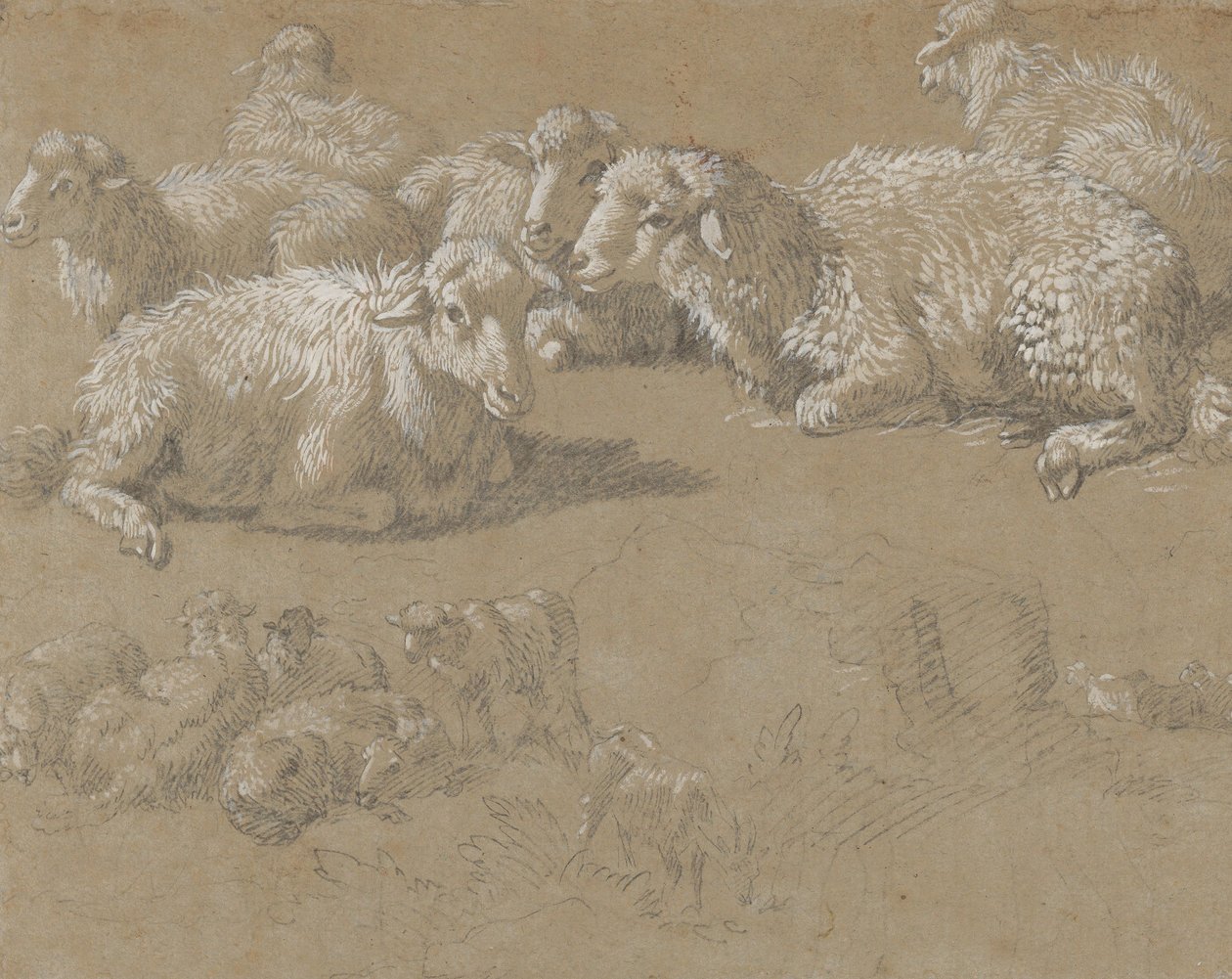 Liegende Schafe in einer Landschaft, 1759-82 von Francesco Londonio
