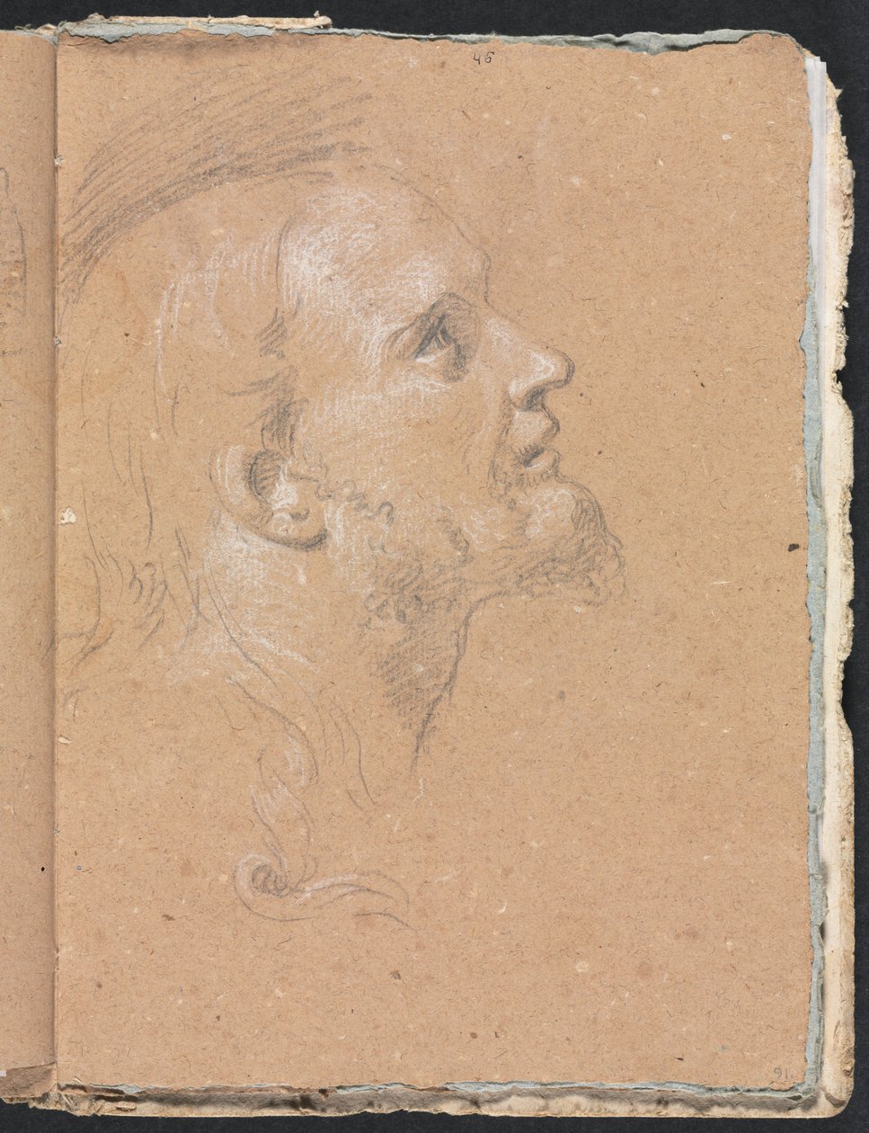 Verona Skizzenbuch: Männlicher Kopf im Profil, Seite 91, 1760 von Francesco Lorenzi