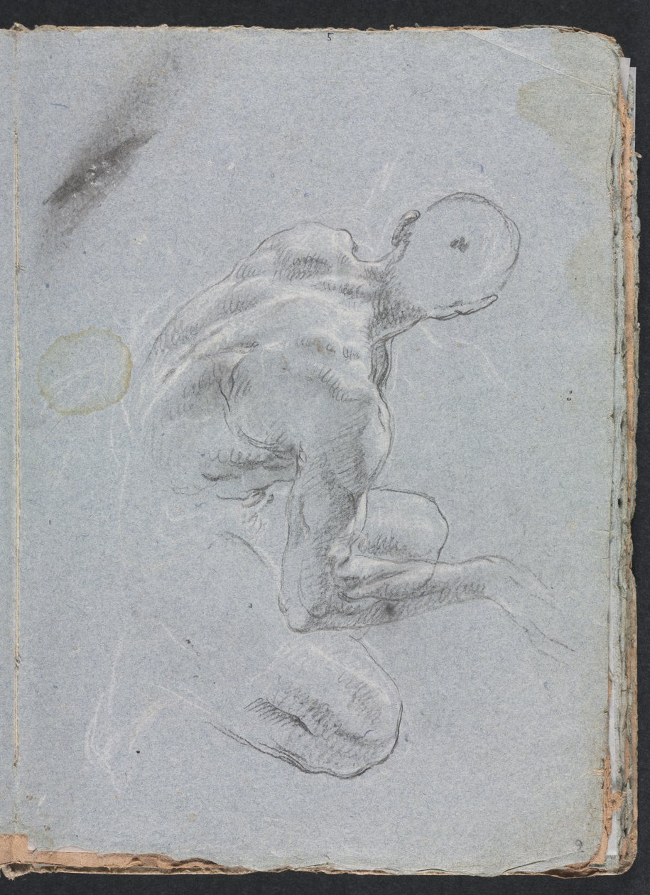 Verona Skizzenbuch: Männlicher Akt von hinten Seite 9, 1760 von Francesco Lorenzi