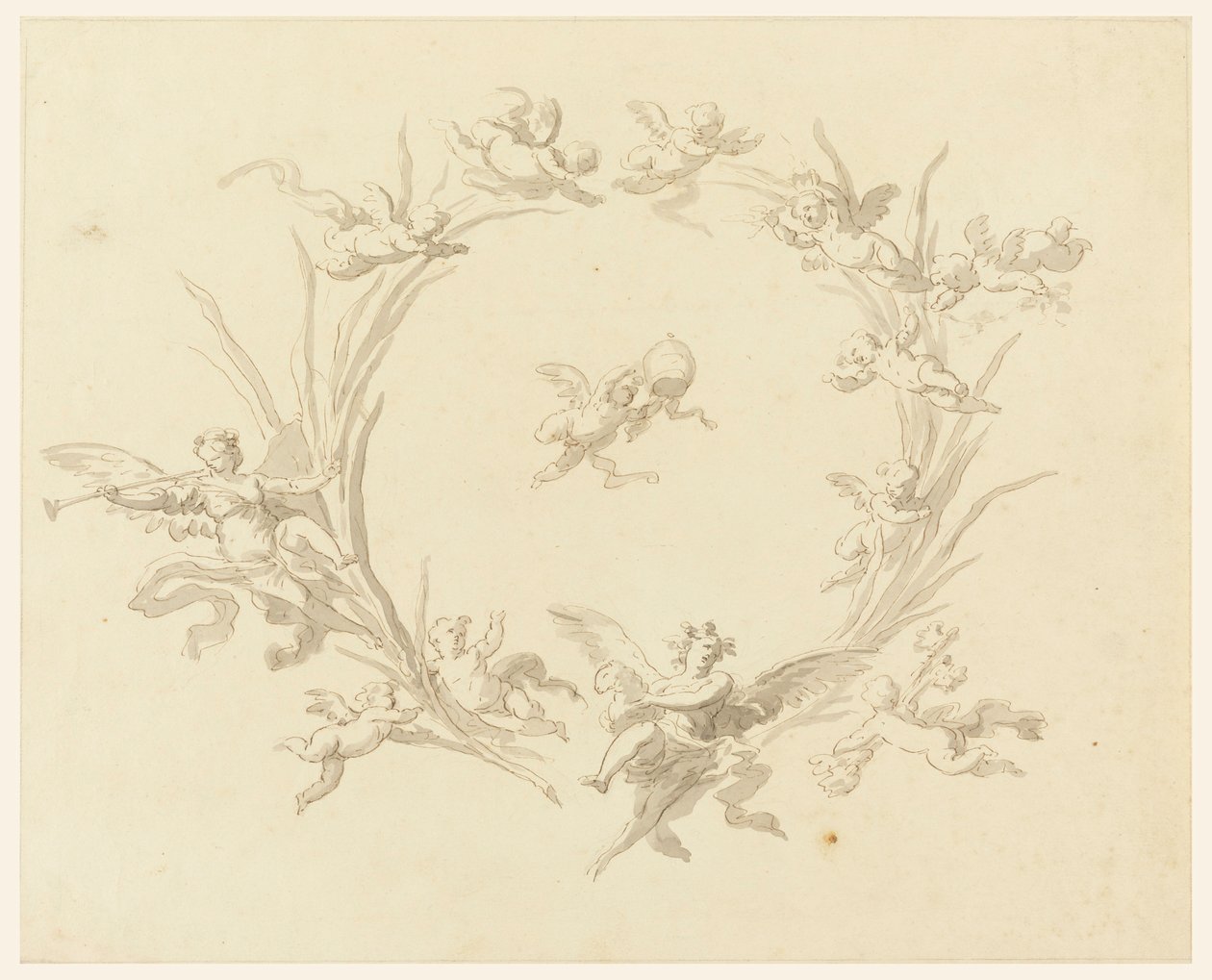 Zeichnung, Studie für Freskendekoration, Quirinalspalast, Rom von Francesco Manno