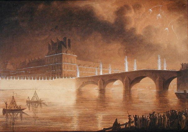 Beleuchtung des Kais und der Pont des Tuileries von Francesco Piranesi