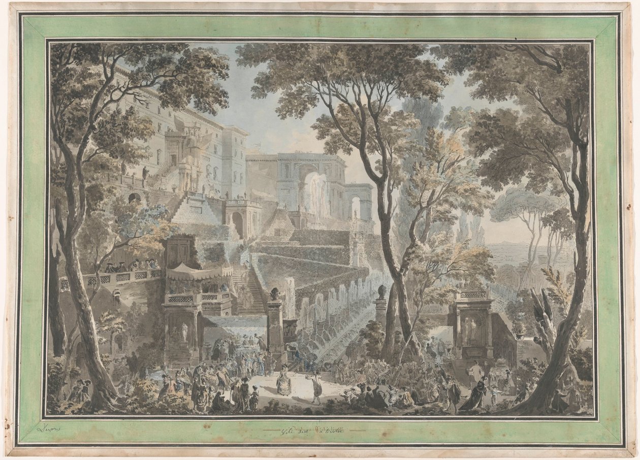 Palazzo der Villa d’Este in Tivoli, gesehen von der Fontana dell’Ovato von Francesco Piranesi