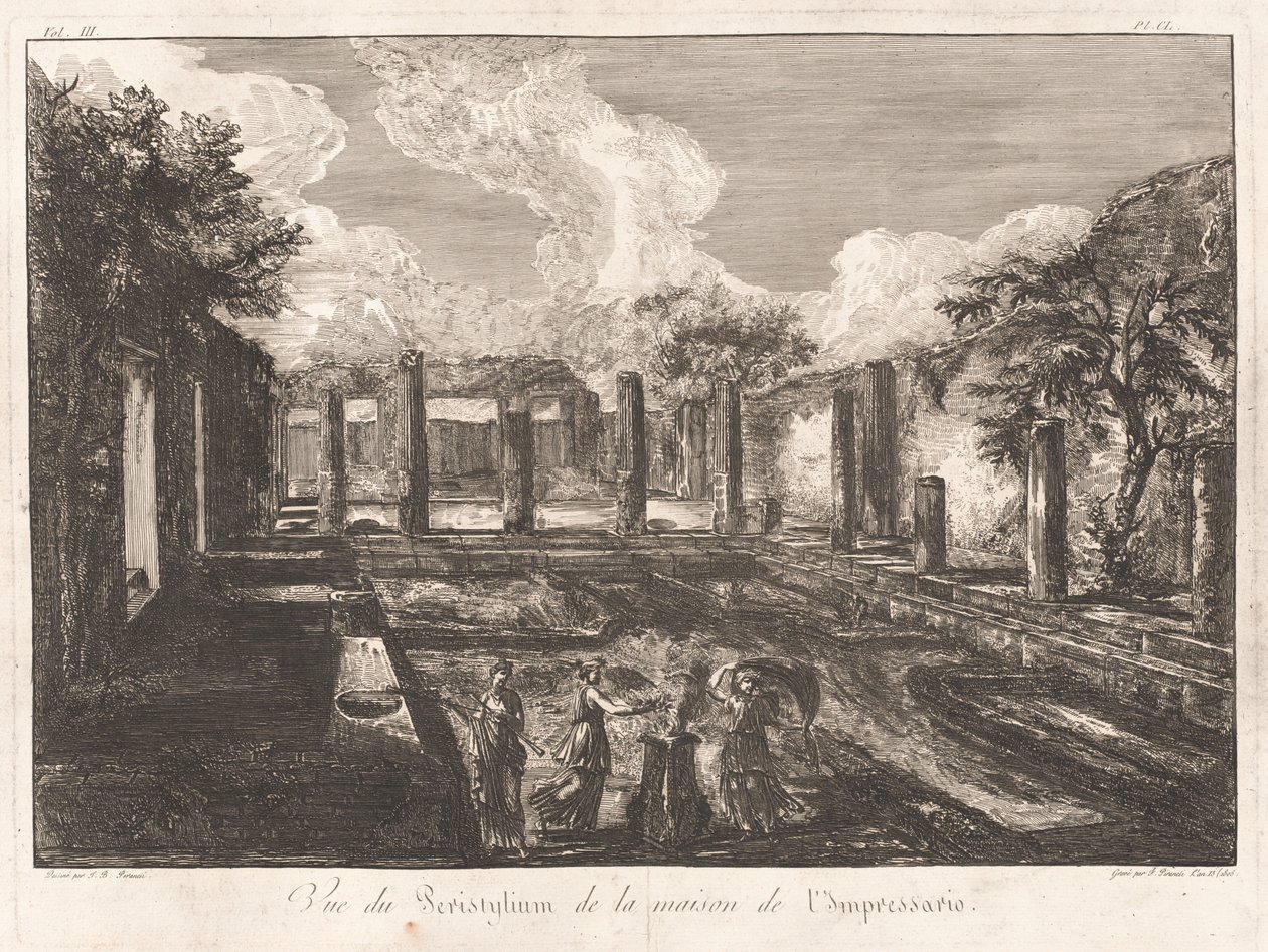 Ansicht des Peristyliums des Hauses des Impressarios von Francesco Piranesi, after Giovanni Battista Piranesi