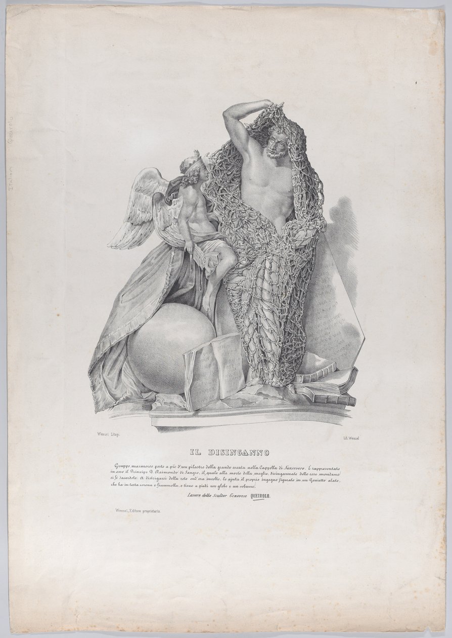Prinz Raimondo di Sangro, der sich aus dem Netz weltlicher Sorgen befreit, ca. 1840-50 von Francesco Wenzel