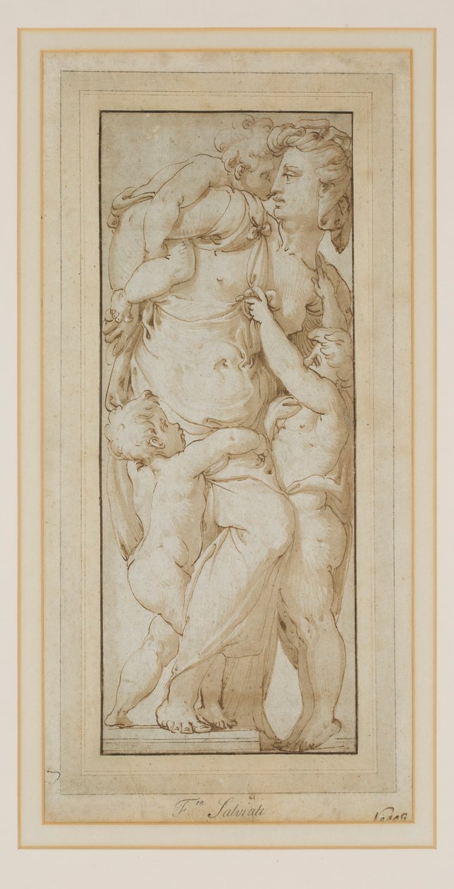 Studie einer Frau und Putti von Francesco de Rossi (follower of) Salviati