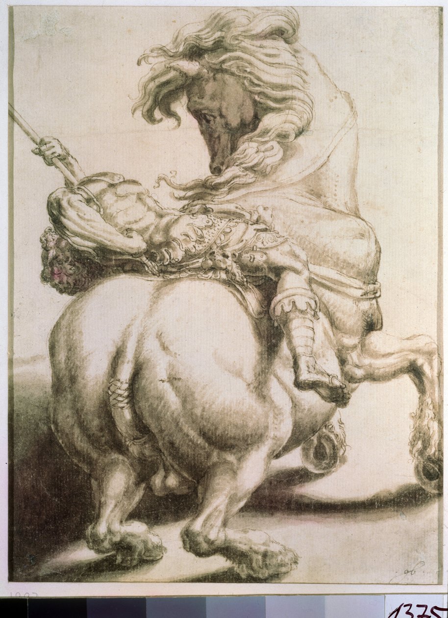 Reiter von einer Lanze durchbohrt von Francesco de Rossi Salviati