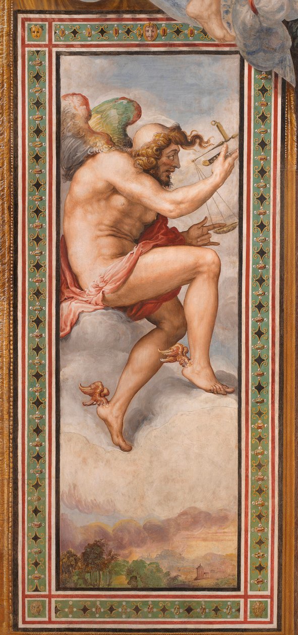 Kairos (Zeit der günstigen Gelegenheit) - Zeit der Entscheidung (Kairos) Fresko von Francesco de Rossi (1510-1563) um 1544 Palazzo Vecchio, Florenz von Francesco de Rossi Salviati