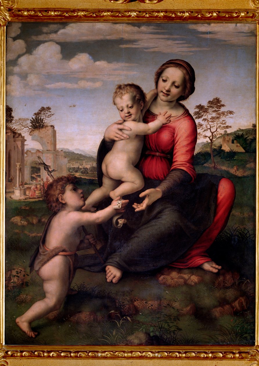 Jungfrau mit Kind und Johannes dem Täufer von Francesco di Cristofano Franciabigio