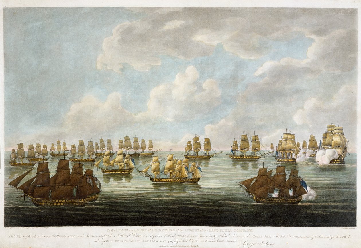 Gefechte zwischen der China-Flotte und einem französischen Geschwader am 15. Februar 1804 von Francis (after) Sartorius