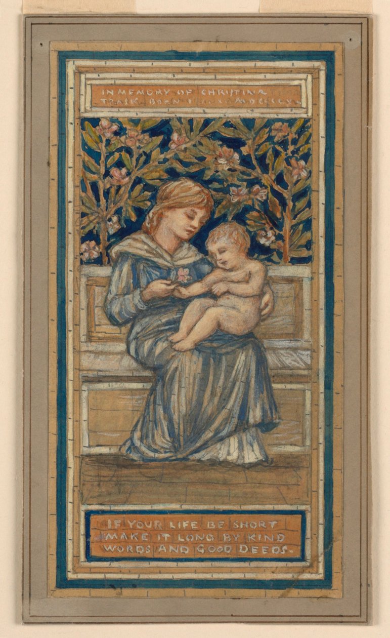 Entwurf für ein Buntglasfenster zum Gedenken an Christina Trask von Francis Augustus Lathrop