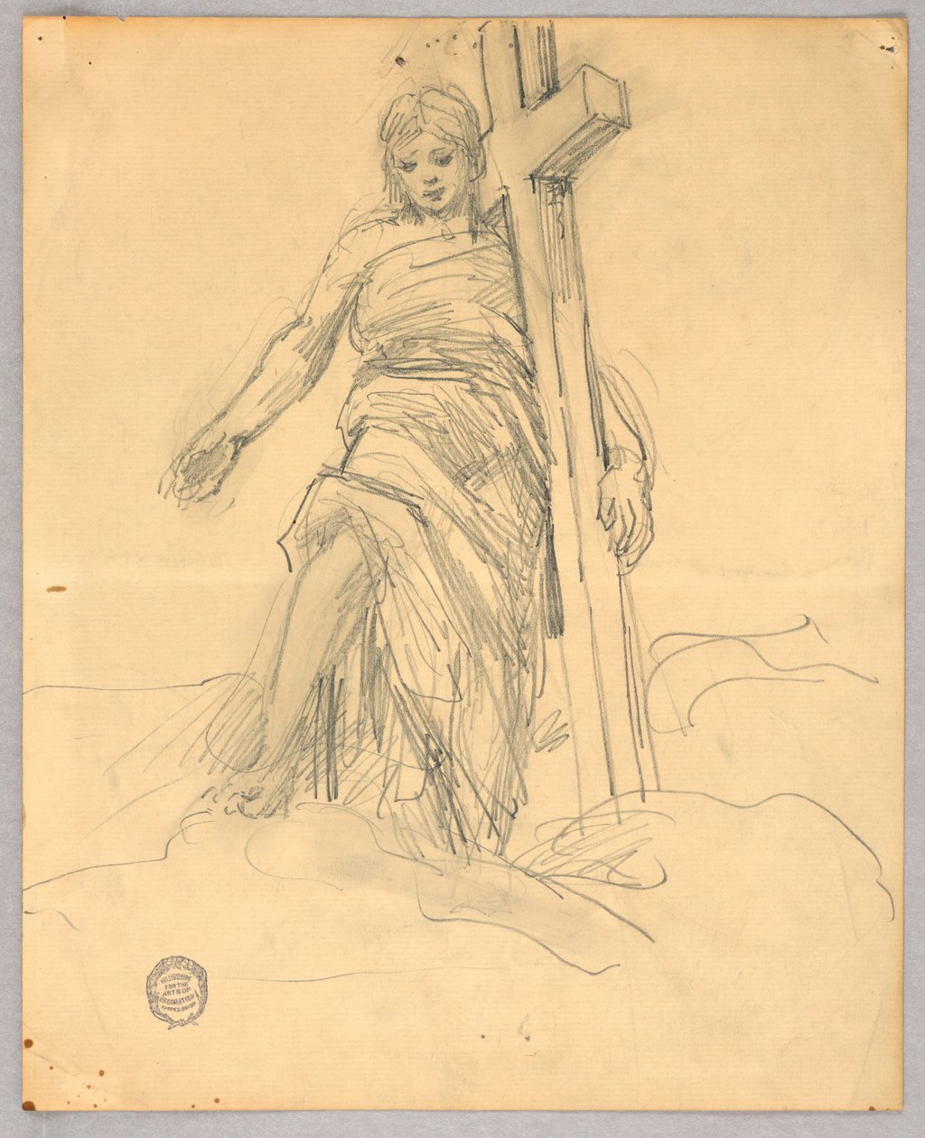 Skizze für die zentrale Figur in der Himmelfahrt von Francis Augustus Lathrop